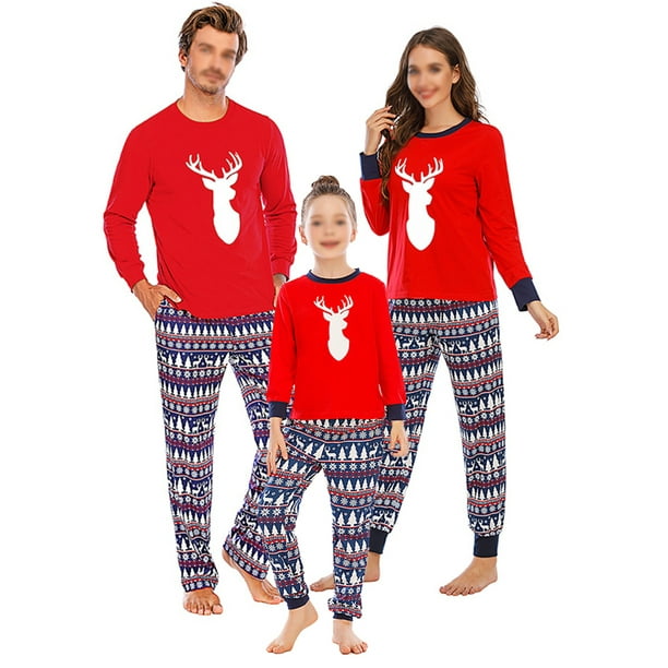 Christmas Pajamas for Family Matching Couple Plaid Pant Long Sleeve Crewneck Sweatshirt Lougewear Comfy Sleepwear Sets 2021 Cheap Autumn Winter Nightwear Crewneck Sweatshirt Sleepwear Sets